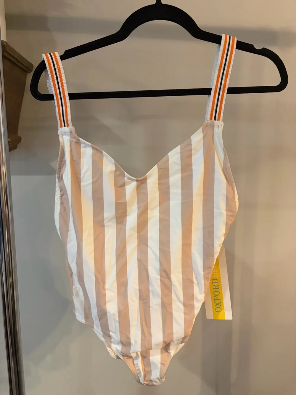 NWT ✨ Rye major Hotty Cream and Beige Striped One-Piece swimsuit size small
